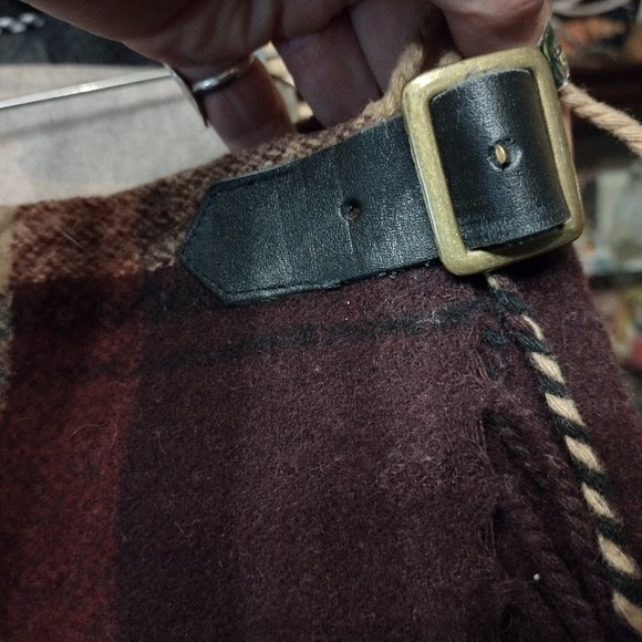 Wool plaid wraparound buckle kilt skirt ankle length - Picture 1 of 3